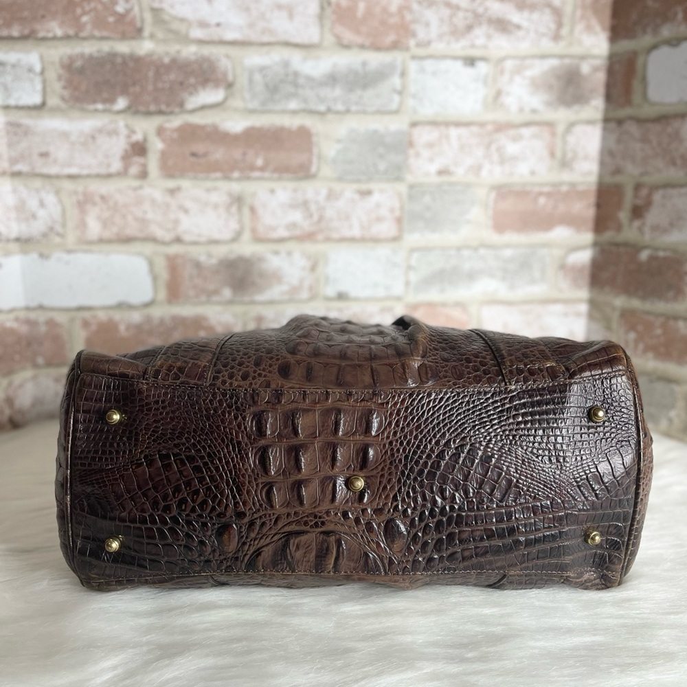 Brahmin Chocolate Brown Crocodile-Embossed Handbag - Picture 9 of 13